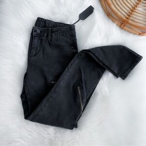 RtA Zip Skinny Denim Jeans Faded Black Low Rise Silver Zipper Detailing NEW NWT